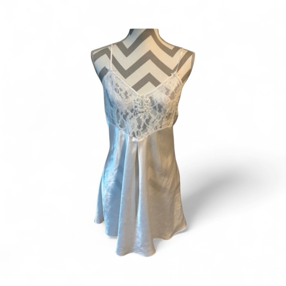 Womens Val Mode Ivory Satin & Lace Slip Dress Women’s Size Medium - Picture 1 of 7